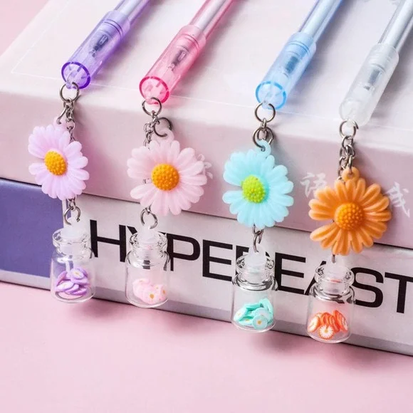 Set/4 Kawaii Pretty Flower Gel Ink Pen 0.55mm NWOT - Picture 1 of 2